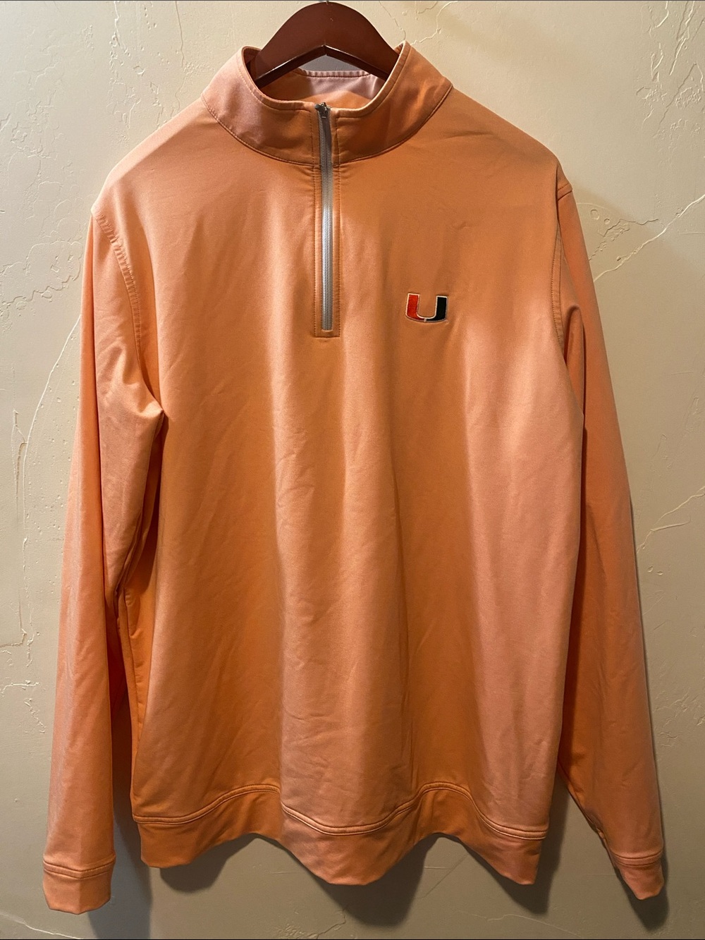 University of Miami Peter Millar Perth Melange Quarter-Zip Lightweight Pullover